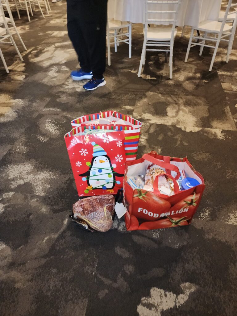 A sample of the Blessing Bags and gifts that were given to each family at the Christmas Party