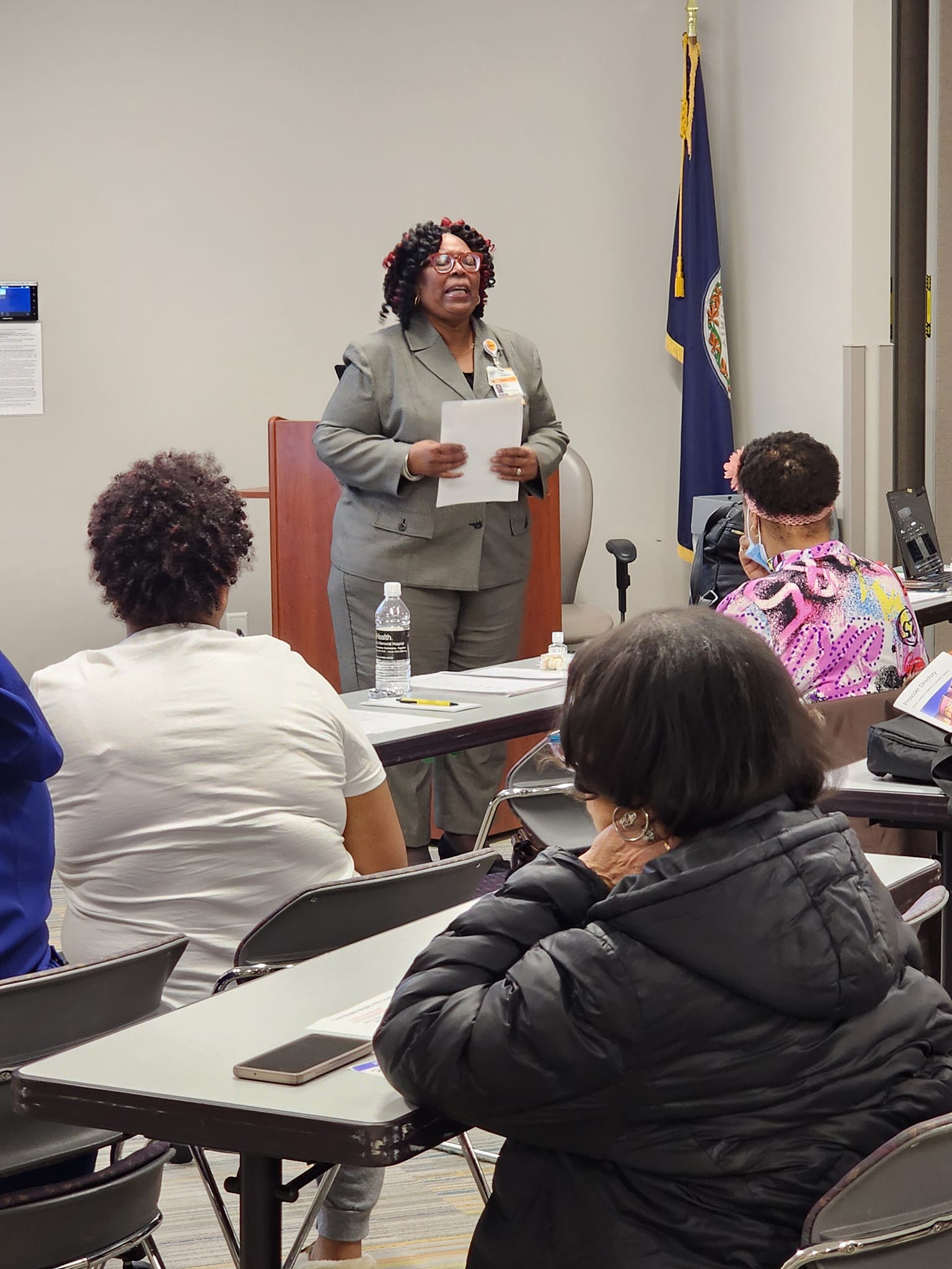 Joanne Bedford, VCU/CMH chaplain, shares tips on using laughter as a coping mechanism at "Visioning a Healthier 2024".